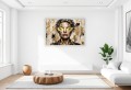 DUŻY Obraz Nowoczesny Portret Kobiety - Złoto i Graffiti - Styl Loft