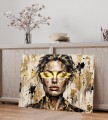 DUŻY Obraz Nowoczesny Portret Kobiety - Złoto i Graffiti - Styl Loft