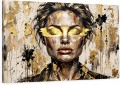 DUŻY Obraz Nowoczesny Portret Kobiety - Złoto i Graffiti - Styl Loft