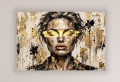 DUŻY Obraz Nowoczesny Portret Kobiety - Złoto i Graffiti - Styl Loft