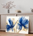 Obraz nowoczesny kwiaty  Blue & Gold dekoracja do sypialni salonu
