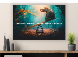 Obraz Motywacyjny Słoń i Motyl – Dreams Weigh More Than Excuses