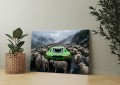 obraz Czarna Owca Sukcesu Lamborghini Aventador SVJ i stado owiec