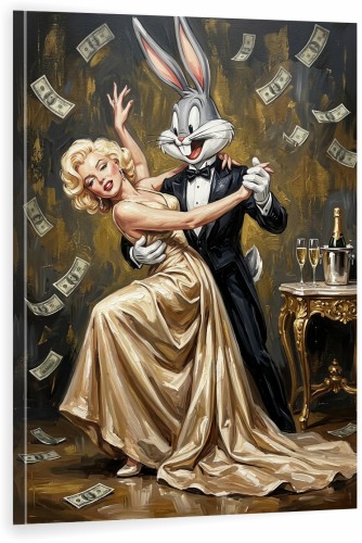Obraz Canvas Królik Bugs i Marilyn Monroe - Obraz Pop Art w Złocie – Edycja Premium | Biznes i Motywacja