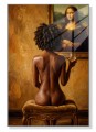 Obraz Canvas obraz akt Kobieta z Afro i Mona Lisa Muse & Masterpiece Złota Godzina – Edycja Premium | Sztuka Nowoczesna i Akt