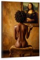 Obraz Canvas obraz akt Kobieta z Afro i Mona Lisa Muse & Masterpiece Złota Godzina – Edycja Premium | Sztuka Nowoczesna i Akt