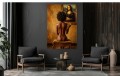 Obraz Canvas obraz akt Kobieta z Afro i Mona Lisa Muse & Masterpiece Złota Godzina – Edycja Premium | Sztuka Nowoczesna i Akt