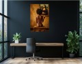 Obraz Canvas obraz akt Kobieta z Afro i Mona Lisa Muse & Masterpiece Złota Godzina – Edycja Premium | Sztuka Nowoczesna i Akt