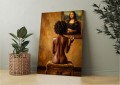 Obraz Canvas obraz akt Kobieta z Afro i Mona Lisa Muse & Masterpiece Złota Godzina – Edycja Premium | Sztuka Nowoczesna i Akt