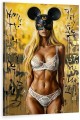Ekskluzywny Obraz Kobieta seksowna w Masce Myszki, Modern Pop Art –Złote Detale, Glamour Street Art, Luxury Wall Art – Edycja Premium | Sztuka Nowoczesna i Pop-Art