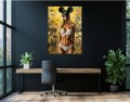 Ekskluzywny Obraz Kobieta seksowna w Masce Myszki, Modern Pop Art –Złote Detale, Glamour Street Art, Luxury Wall Art – Edycja Premium | Sztuka Nowoczesna i Pop-Art