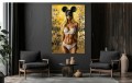 Ekskluzywny Obraz Kobieta seksowna w Masce Myszki, Modern Pop Art –Złote Detale, Glamour Street Art, Luxury Wall Art – Edycja Premium | Sztuka Nowoczesna i Pop-Art