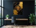 Ekskluzywny Obraz Canvas Obraz na płótnie Złota Meduza - Czarny Marmur - Styl Versace Glamour – Edycja Premium | Sztuka Nowoczesna i Glamour