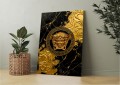 Ekskluzywny Obraz Canvas Obraz na płótnie Złota Meduza - Czarny Marmur - Styl Versace Glamour – Edycja Premium | Sztuka Nowoczesna i Glamour