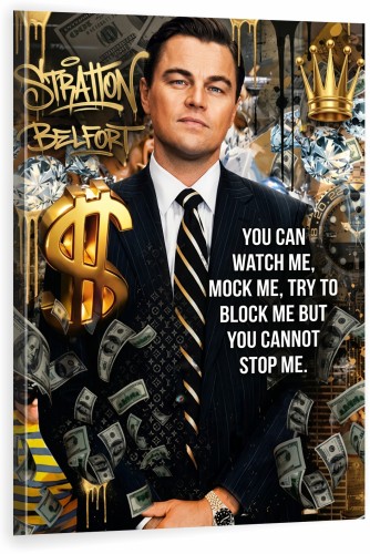  Obraz Wilk z Wall Street - Leonardo DiCaprio Pop Art - Motywacja Sukces – Edycja Premium | Biznes i Motywacja