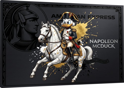  Obraz Pop Art - Kaczor Donald Napoleon - Amex Black Card Edition - Ekskluzywny Loft – Edycja Premium | Biznes i Motywacja