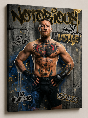 Obraz CONOR McGREGOR Pop Art Loft Beton Grafit Złoto – Edycja Premium