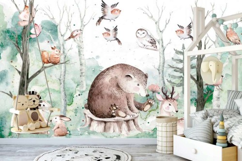 Fototapeta dla dzieci las zwierzęta miś leśne - fsd166