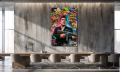 Obraz SCARFACE Tony Montana Pop Art Street Art – Nowoczesne  Loft z Dolarami i Cytatem The World Is Yours – Edycja Premium