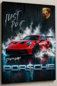 Obraz PORSCHE 911 GT3 RS Czerwone Just Do It Motywacyjny – Nowoczesna Sztuka Loft Street Art – Edycja Premium