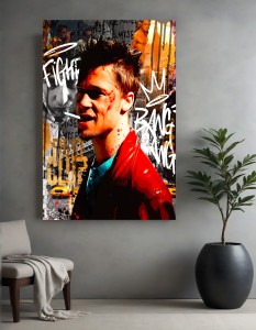 OBRAZ Na Płótnie Podziemny Krąg – Brad Pitt Street Art