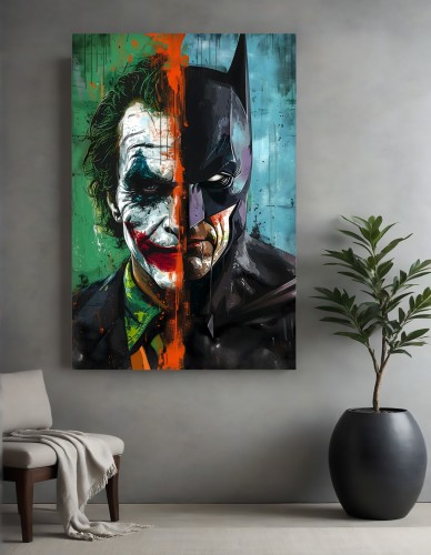 OBRAZ Mroczny Rycerz & Joker – Dualizm Sukcesu Nowoczesna Sztuka Loft Street Art
