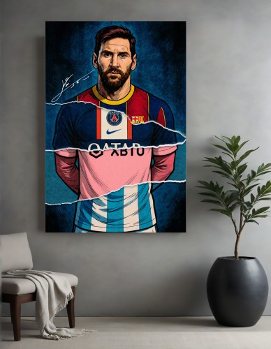OBRAZ Leo Messi GOAT – Football Club Collage Premium Legenda Piłki Nożnej 