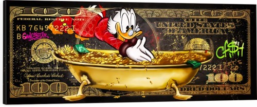 Obraz Canvas SCROOGE McDUCK Golden Bath – Dollar Bill Wealth Collection Premium