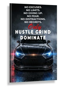 Obraz AUDI RS5 HUSTLE GRIND DOMINATE Motywacyjny – Nowoczesna Sztuka Loft Street Art do Biura i Salonu