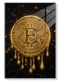 Obraz BITCOIN Liquid Gold na Czarnym Marmurze – Nowoczesny Luksusowy Pop Art Money do Biura i Salonu – Edycja Premium