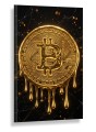 Obraz BITCOIN Liquid Gold na Czarnym Marmurze – Nowoczesny Luksusowy Pop Art Money do Biura i Salonu – Edycja Premium