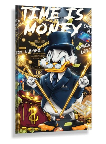 Obraz SKNERUS MCKWACZ Billionaire Duck Time Is Money – Nowoczesny Luksusowy Pop Art do Biura i Salonu – Edycja Premium