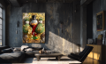 Obraz SKNERUS MCKWACZ Golden Scrooge The Other Side – Nowoczesny Luksusowy Pop Art Money z Monetami Chanel i Diabłem Tasmańskim – Edycja Premium