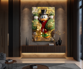 Obraz SKNERUS MCKWACZ Golden Scrooge The Other Side – Nowoczesny Luksusowy Pop Art Money z Monetami Chanel i Diabłem Tasmańskim – Edycja Premium