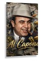 Obraz AL CAPONE Mafia Gangster Pop Art – Nowoczesna Sztuka Loft z Dolarami i Złotym Napisem do Biura i Salonu – Edycja Premium