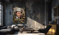 Obraz AL CAPONE Mafia Gangster Pop Art – Nowoczesna Sztuka Loft z Dolarami i Złotym Napisem do Biura i Salonu – Edycja Premium