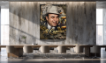 Obraz AL CAPONE Mafia Gangster Pop Art – Nowoczesna Sztuka Loft z Dolarami i Złotym Napisem do Biura i Salonu – Edycja Premium
