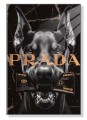 Obraz DOBERMAN PRADA Money Art Czarny Marmur – Nowoczesna Sztuka Loft Glamour z Dolarem do Biura i Salonu – Edycja Premium