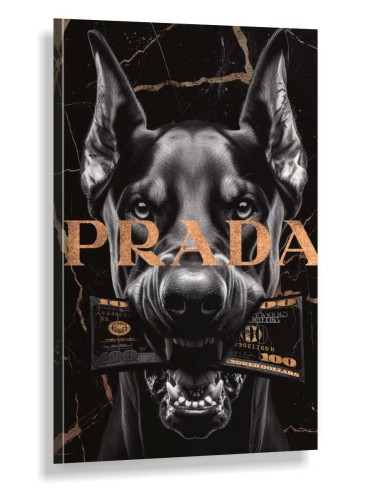 Obraz DOBERMAN PRADA Money Art Czarny Marmur – Nowoczesna Sztuka Loft Glamour z Dolarem do Biura i Salonu – Edycja Premium