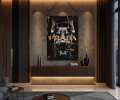 Obraz DOBERMAN PRADA Money Art Czarny Marmur – Nowoczesna Sztuka Loft Glamour z Dolarem do Biura i Salonu – Edycja Premium
