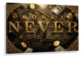 Obraz MONEY NEVER SLEEPS Motywacyjny Złote Dolary – Nowoczesna Sztuka Pop Art – Edycja Premium