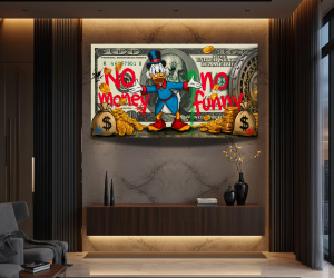 Obraz SKNERUS MCKWACZ No Money No Funny Banknot Rolex – Nowoczesny Luksusowy Pop Art Money do Biura i Salonu – Edycja Premium