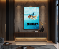 Obraz MINDSET IS EVERYTHING Rekin Złota Rybka – Nowoczesna Sztuka Motywacyjna Loft do Biura i Salonu – Edycja Premium