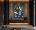 Obraz WILK Z WALL STREET Hard Work Beats Talent Jordan Belfort – Nowoczesna Sztuka Motywacyjna Loft do Biura i Salonu – Edycja Premium