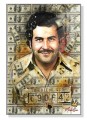 Obraz PABLO ESCOBAR Akwarela Mafia Money Art – Nowoczesna Sztuka Loft z Dolarami i Napisem Medellin – Edycja Premium