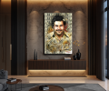 Obraz PABLO ESCOBAR Akwarela Mafia Money Art – Nowoczesna Sztuka Loft z Dolarami i Napisem Medellin – Edycja Premium