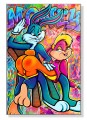 Obraz BUGS & LOLA BUNNY Modern Pop Art Graffiti – Nowoczesna Sztuka Loft Street Art do Salonu i Sypialni – Edycja Premium