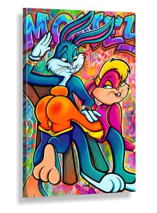 Obraz BUGS & LOLA BUNNY Modern Pop Art Graffiti – Nowoczesna Sztuka Loft Street Art do Salonu i Sypialni – Edycja Premium