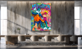 Obraz BUGS & LOLA BUNNY Modern Pop Art Graffiti – Nowoczesna Sztuka Loft Street Art do Salonu i Sypialni – Edycja Premium