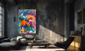 Obraz BUGS & LOLA BUNNY Modern Pop Art Graffiti – Nowoczesna Sztuka Loft Street Art do Salonu i Sypialni – Edycja Premium